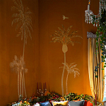 Обои с вышивкой ручной работы Deco Palms Original colourway on velvet 2 варинант исполнения - 1 | Loft Concept в Рязани