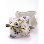 Шкатулка фиолетового цвета с рисунком бабочек и крышкой с фигуркой птицы на ветке Eden Garden варинант исполнения - 6 | Loft Concept в Рязани