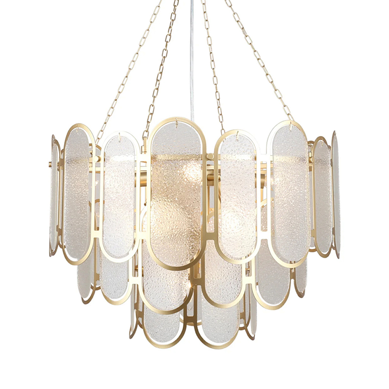 Люстра с многослойным эффектом из овальных элементов из непрозрачного стекла Conformation Латунь в Рязани | Loft Concept 