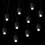 Подвесной светильник черными плафонами на длинных пересекающихся тросах Construction варинант исполнения - 10 | Loft Concept в Рязани