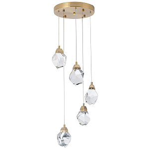 Каскадная люстра с 5-ю хрустальными плафонами Esme Crystal Brass Chandelier