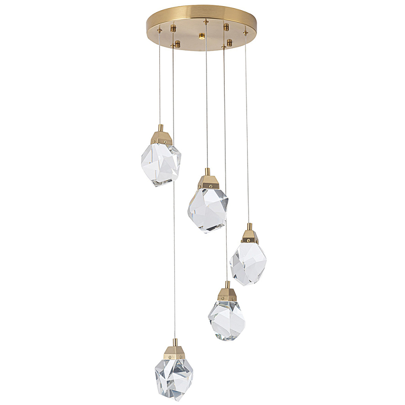 Каскадная люстра с 5-ю хрустальными плафонами Esme Crystal Brass Chandelier Прозрачный Латунь Каскадная люстра с 5-ю хрустальными плафонами Esme Crystal Brass Chandelier Прозрачный Латунь в Рязани | Loft Concept