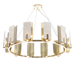 Люстра подвесная круглая с прямоугольными мраморными и золотистыми панелями на металлическом каркасе Диаметр 118 см Marble square Chandelier варинант исполнения - 3 | Loft Concept в Рязани