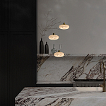 Подвесной светильник с плафоном в виде эллипса из белого алебастра Cryptocrystalline Stone варинант исполнения - 6 | Loft Concept в Рязани