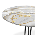 Стол журнальный с круглой столешницей из стекла Gray and Gold Marble варинант исполнения - 3 | Loft Concept в Рязани