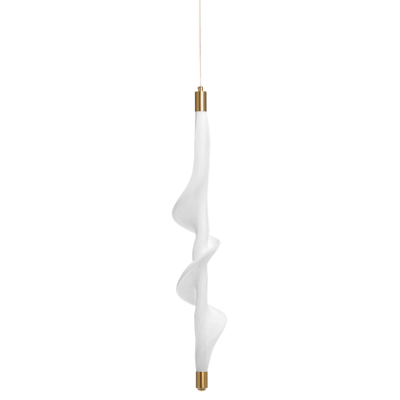Люстра с белым скрученным плафоном Golden Swirl Белый Латунь в Рязани | Loft Concept 