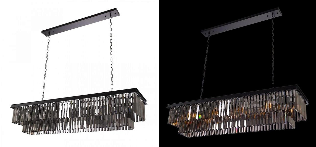 Прямоугольная Люстра RH 1920s Odeon Black iron Серое Стекло Длина 120 см Прямоугольная Люстра RH 1920s Odeon Black iron Серое Стекло Длина 120 см - Loft-Concept в Рязани