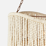 Трехъярусная люстра с подвесками из круглых деревянных бусин белая White Beads Three-tier Chandelier  варинант исполнения - 3 | Loft Concept в Рязани