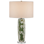 Настольная лампа керамическая с кремовым абажуром Scenic Column варинант исполнения - 4 | Loft Concept в Рязани