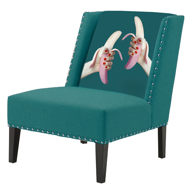 FUN Armchair Two Bananas Turquoise Дизайнерское кресло с цветным принтом Бирюзовый FUN Armchair Two Bananas Turquoise Дизайнерское кресло с цветным принтом Бирюзовый в Рязани | Loft Concept