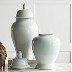 Ваза белая с крышкой однотонная Chinoiserie Ceramics варинант исполнения - 3 | Loft Concept в Рязани