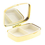 Таблетница карманная прямоугольная с 2-мя отделениями с зеркалом и накладкой из натурального камня Малахит Gold Stone Pillboxes варинант исполнения - 2 | Loft Concept в Рязани