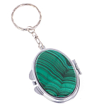 Зеркало брелок карманное двухстороннее из натурального камня Малахит Stone Mirrors варинант исполнения - 1 | Loft Concept в Рязани