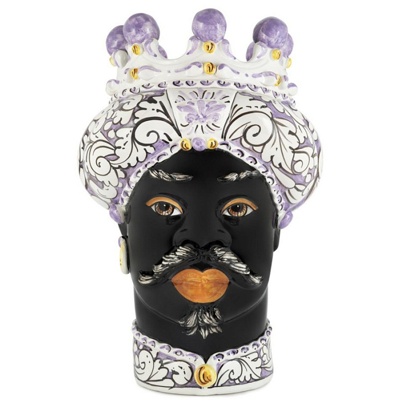 Ваза Vase Moro Man Ornate Violet Черный Фиолетовый Белый Ваза Vase Moro Man Ornate Violet Черный Фиолетовый Белый в Рязани | Loft Concept
