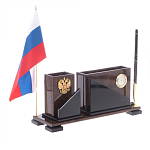 Настольный письменный набор с часами из природного камня обсидиана For the Deputy варинант исполнения - 2 | Loft Concept в Рязани