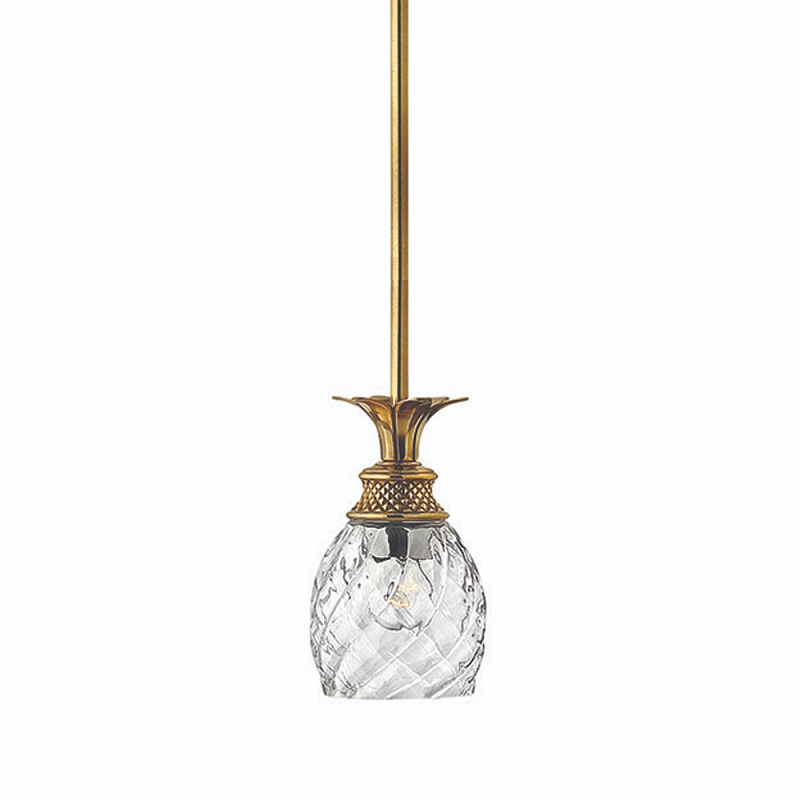 Подвесной светильник цвета латунь с прозрачнымплафоном в форме ананаса Hinkley Латунь Прозрачное Стекло в Рязани | Loft Concept 