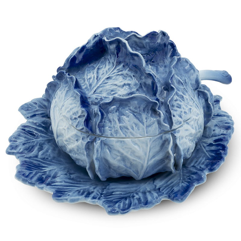 Супница SOUP BOWL CABBAGE W/PLATE D25 Blue Сапфирово-синий в Рязани | Loft Concept 