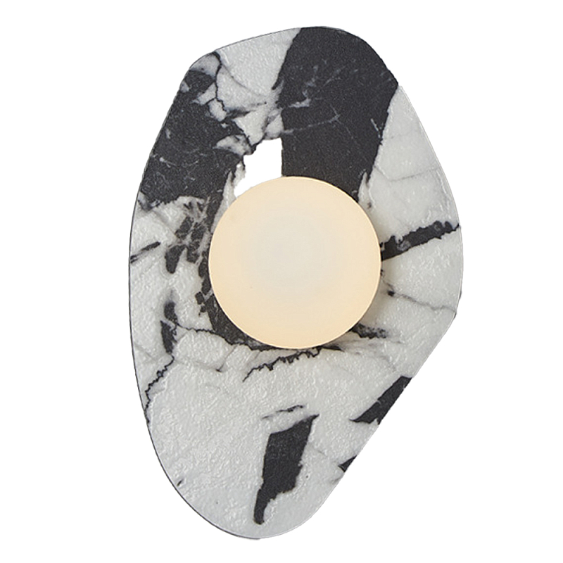 Бра с каменным черно-белым основанием и плафоном из стекла Shaw Marble Lighting Черный Белый Бра с каменным черно-белым основанием и плафоном из стекла Shaw Marble Lighting Черный Белый в Рязани | Loft Concept