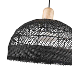 Подвесной светильник с округлым абажуром из черного ротанга Wicker Furniture варинант исполнения - 3 | Loft Concept в Рязани