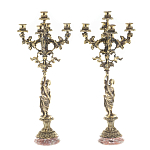 Подсвечники из бронзы на 10 свечей на подставке из камня креноид Stone Candlestick варинант исполнения - 1 | Loft Concept в Рязани