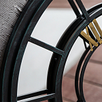 Зеркало настенное в чёрной металлической раме в виде часов Mirror Tower Clock варинант исполнения - 2 | Loft Concept в Рязани