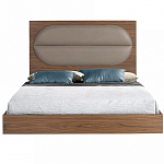 Кровать двуспальная с высоким изголовьем из дерева и подушек из экокожи Modern Look варинант исполнения - 3 | Loft Concept в Рязани