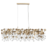 Люстра линейная с подвесками в форме монеток и золотистыми круглыми элементами из металла в виде лепестков FAIRYTREE Light варинант исполнения - 2 | Loft Concept в Рязани