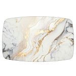 Обеденный стол с прямоугольной столешницей из стекла на черных металлических ножках White Marble варинант исполнения - 2 | Loft Concept в Рязани