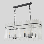 Люстра подвесная овальная со стеклянными прозрачными трубками и металлическим каркасом черного цвета Nembus варинант исполнения - 2 | Loft Concept в Рязани