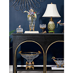 Ваза из прозрачного стекла с бронзовыми ножками и фигурками попугаев Eden Garden porcelain and bronze варинант исполнения - 5 | Loft Concept в Рязани