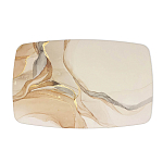 Обеденный стол с прямоугольной бежевой столешницей из стекла на 4-х деревянных ножках Beige Marble варинант исполнения - 2 | Loft Concept в Рязани