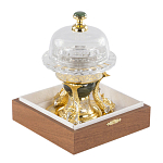 Икорница с декором "Три рыбки" с гравировкой и натуральным камнем Нефрит Decorative Cavair Dishes варинант исполнения - 2 | Loft Concept в Рязани