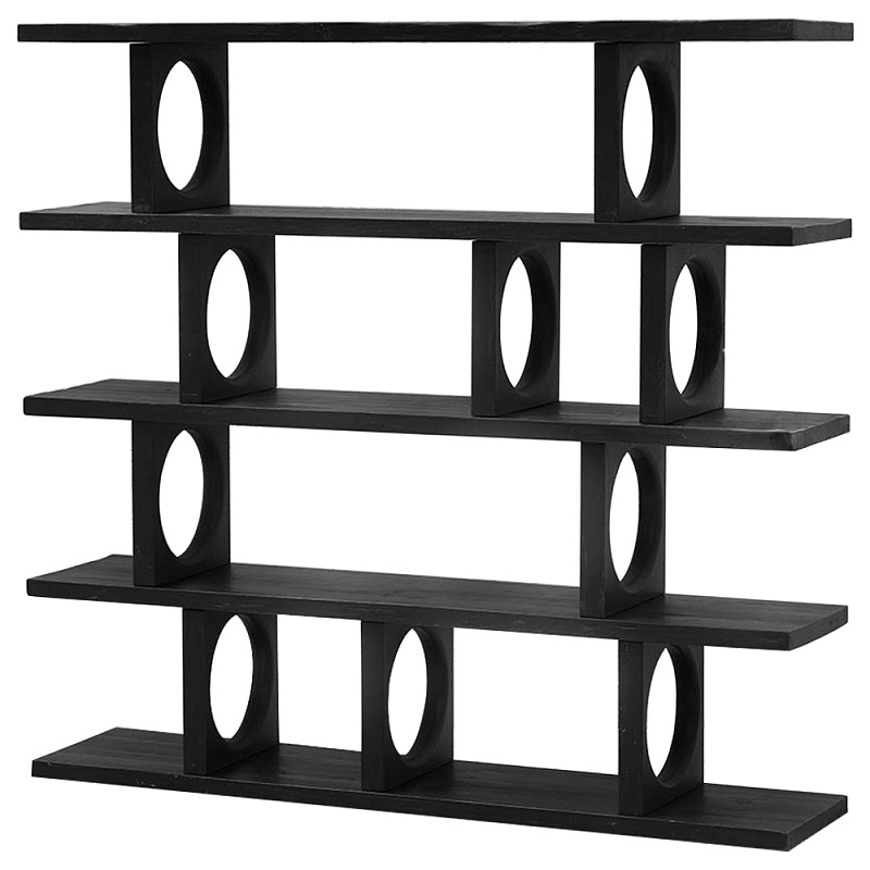 Стеллаж деревянный Noyer Wooden Black Rack Черный Стеллаж деревянный Noyer Wooden Black Rack Черный в Рязани | Loft Concept