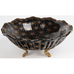 Блюдо черного цвета из фрафора на бронзовых ножках Eden Garden porcelain and bronze варинант исполнения - 1 | Loft Concept в Рязани