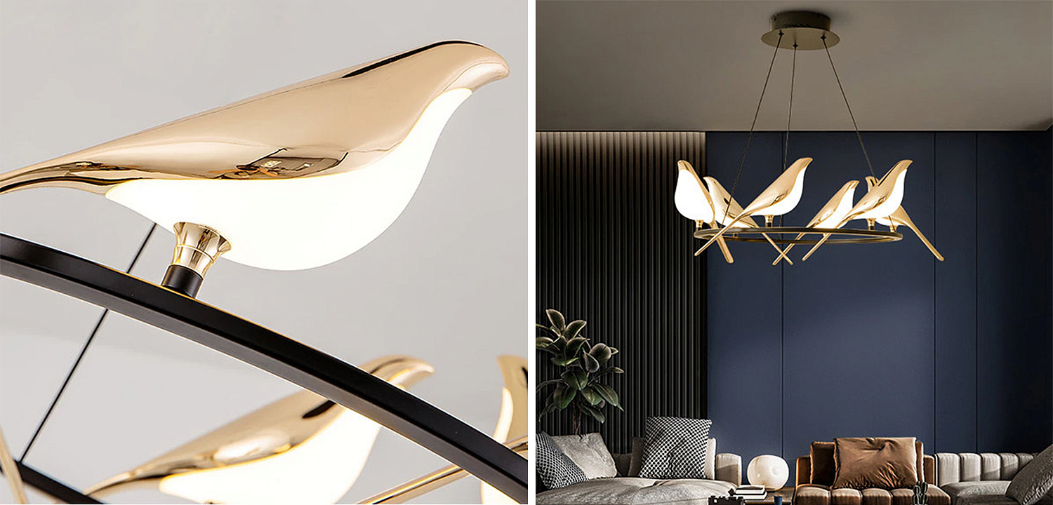Люстра с золотыми птичками круглая NOMI Chandelier Six birds Round Люстра с золотыми птичками круглая NOMI Chandelier Six birds Round - Loft-Concept в Рязани