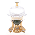 Икорница с декором "Три рыбки" с гравировкой и натуральным камнем Нефрит Decorative Cavair Dishes варинант исполнения - 7 | Loft Concept в Рязани