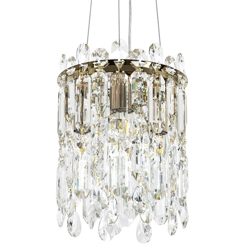 Подвесной светильник с хрустальными подвесками Roul Crystal Round Hanging Lamp Прозрачное Стекло Глянцевое золото Подвесной светильник с хрустальными подвесками Roul Crystal Round Hanging Lamp Прозрачное Стекло Глянцевое золото в Рязани | Loft Concept