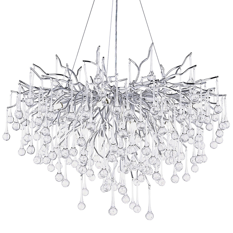 Люстра с хрустальными подвесками капли серебро Droplet Silver Chandelier 15 Серебряный Прозрачное Стекло Люстра с хрустальными подвесками капли серебро Droplet Silver Chandelier 15 Серебряный Прозрачное Стекло в Рязани | Loft Concept