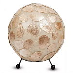 Настольная лампа из перламутра на металлическом каркасе Indonesian Circle варинант исполнения - 2 | Loft Concept в Рязани