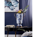 Ваза с бронзовыми ручками и синим цветочным узором Blue & White Ornament варинант исполнения - 8 | Loft Concept в Рязани