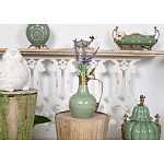 Кувшин зеленого цвета из фарфора с бронзовой крышкой и изогнутой ручкой Eden Garden porcelain and bronze варинант исполнения - 4 | Loft Concept в Рязани