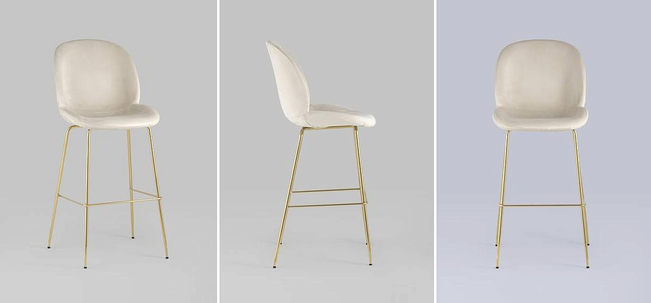 Барный Стул Молочный Велюр Vendramin Chair Барный Стул Молочный Велюр Vendramin Chair - Loft-Concept в Рязани