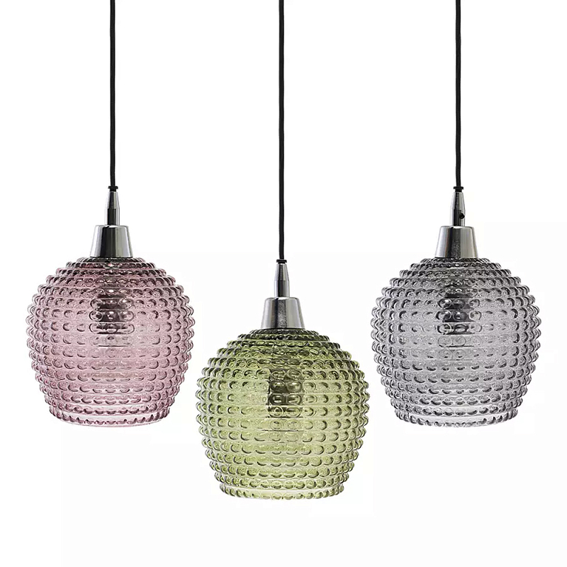 Подвесной светильник каскадный с 3-мя рельефными плафонами Cascade with Relief Lampshades Серый Зеленый Сливовый Черный Подвесной светильник каскадный с 3-мя рельефными плафонами Cascade with Relief Lampshades Серый Зеленый Сливовый Черный в Рязани | Loft Concept