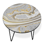 Стол журнальный c круглой столешницей из стекла серого цвета Gray and Gold Marble варинант исполнения - 2 | Loft Concept в Рязани
