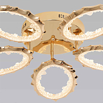 Потолочная люстра с 5-ю светодиодными лампами с золотистым каркасом Ring of Fire варинант исполнения - 2 | Loft Concept в Рязани