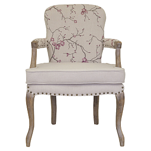 Кресло с изображением сакуры Aubrey Classical Armchair beige flax