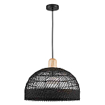 Подвесной светильник с округлым абажуром из черного ротанга Wicker Furniture варинант исполнения - 2 | Loft Concept в Рязани
