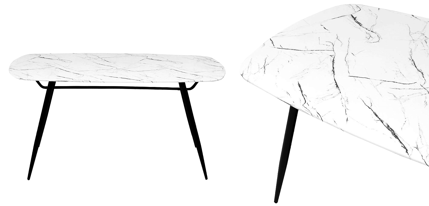 Обеденный стол Hettie Dinner Table столешница с рисунком под мрамор Обеденный стол Hettie Dinner Table столешница с рисунком под мрамор - Loft-Concept в Рязани