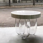 Дизайнерский журнальный стол на 3-х овальных прозрачных ножках Tukutic варинант исполнения - 2 | Loft Concept в Рязани