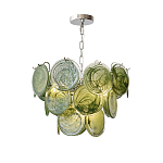Люстра из зеленых стеклянных дисков с перламутровым эффектом Green Glowing Glaze варинант исполнения - 7 | Loft Concept в Рязани